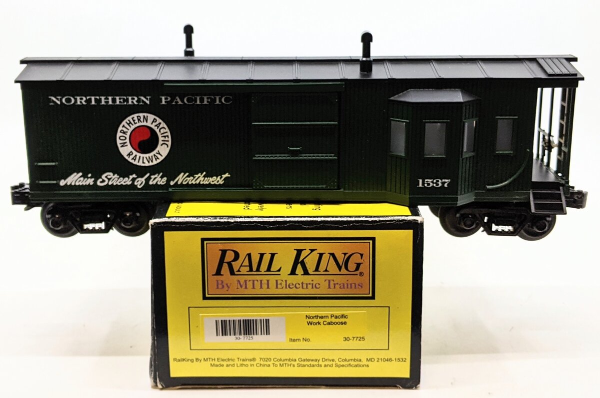 MTH 30-7725 O Gauge Northern Pacific Work Caboose with Bay Window