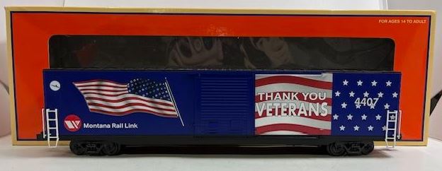 Lionel 2226860 O Gauge Montana Rail Link Illuminated Flag Boxcar #4407