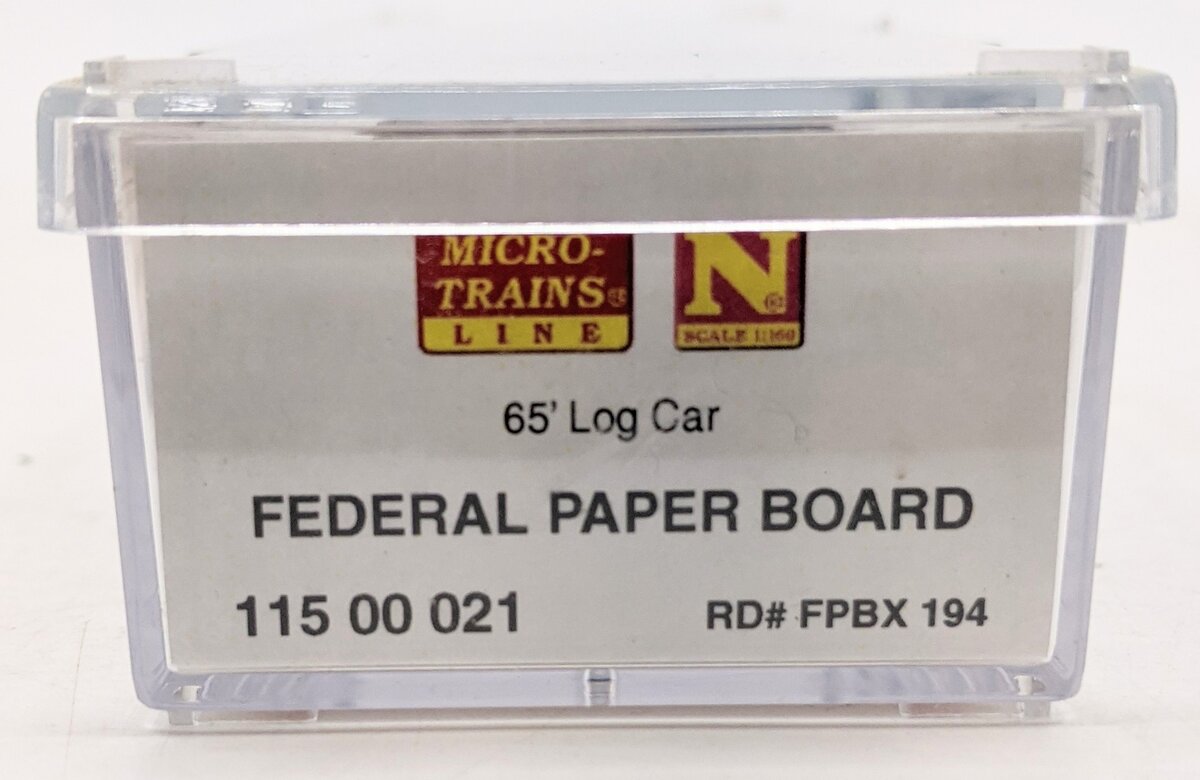 Micro-Trains 11500021 N Federal Paper Board 65' 100 Ton Log Car w/Load #194