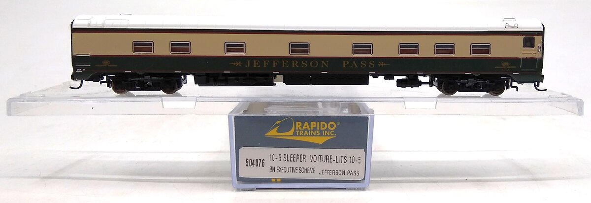Rapido Trains 504076 N Burlington Northern 10-5 Sleeper Jefferson Pass