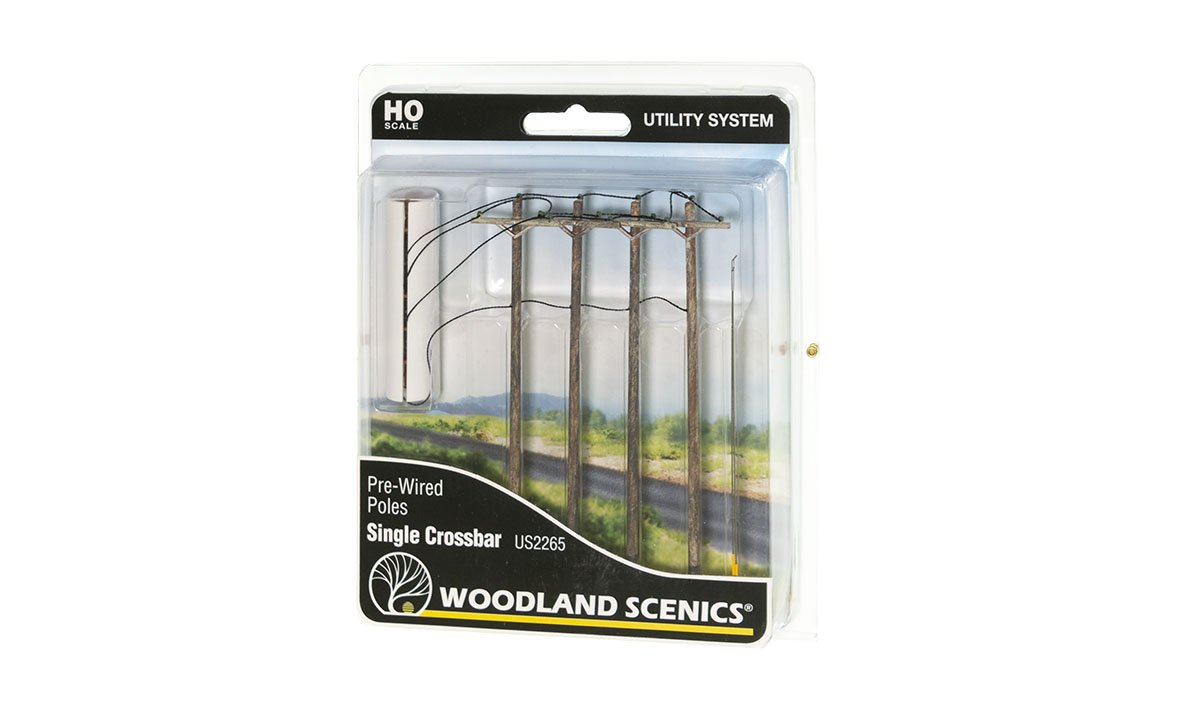 Woodland Scenics US2265 HO Pre-Wired Poles Single Crossbar