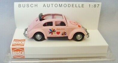 Busch 42742 HO Volkswagen Bug Hippie Car in Pink