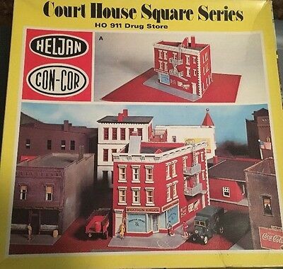 Heljan 911 HO Scale Con-Cor Court House Square Drug Store Building Kit