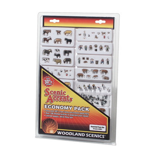 Woodland Scenics A2061 N Scenic Accents Economy Pack - Assorted Farm Set