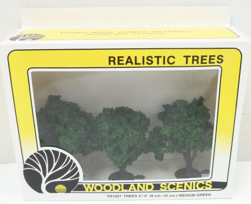 Woodland Scenics TR1007 3" - 4" Medium Green Realistic Trees (Pack of 3)