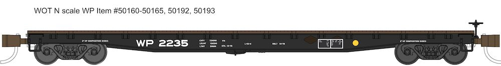 Wheels of Time 50193 N WP 53'-6" General Service Fish Belly Flatcar (Pack of 6)