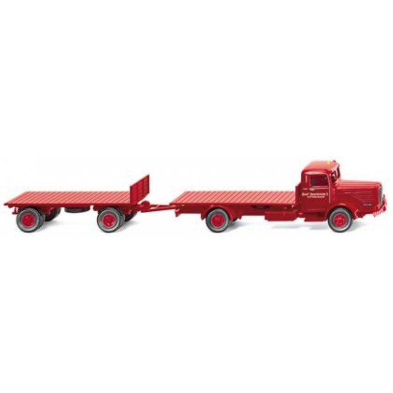 Wiking 085601 1:87 Rosenkranz - Bussing 8000 Flatbed Truck with Flatbed Trailer