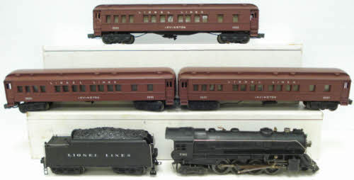 Lionel 2114WS Vintage O 726 Passenger Set w/2426W, three 2625 Irvingtons