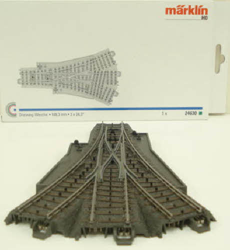 Marklin 24630 HO C Track 2 x 24.3° 188,3 mm Manual 3-Way Switch Turnout