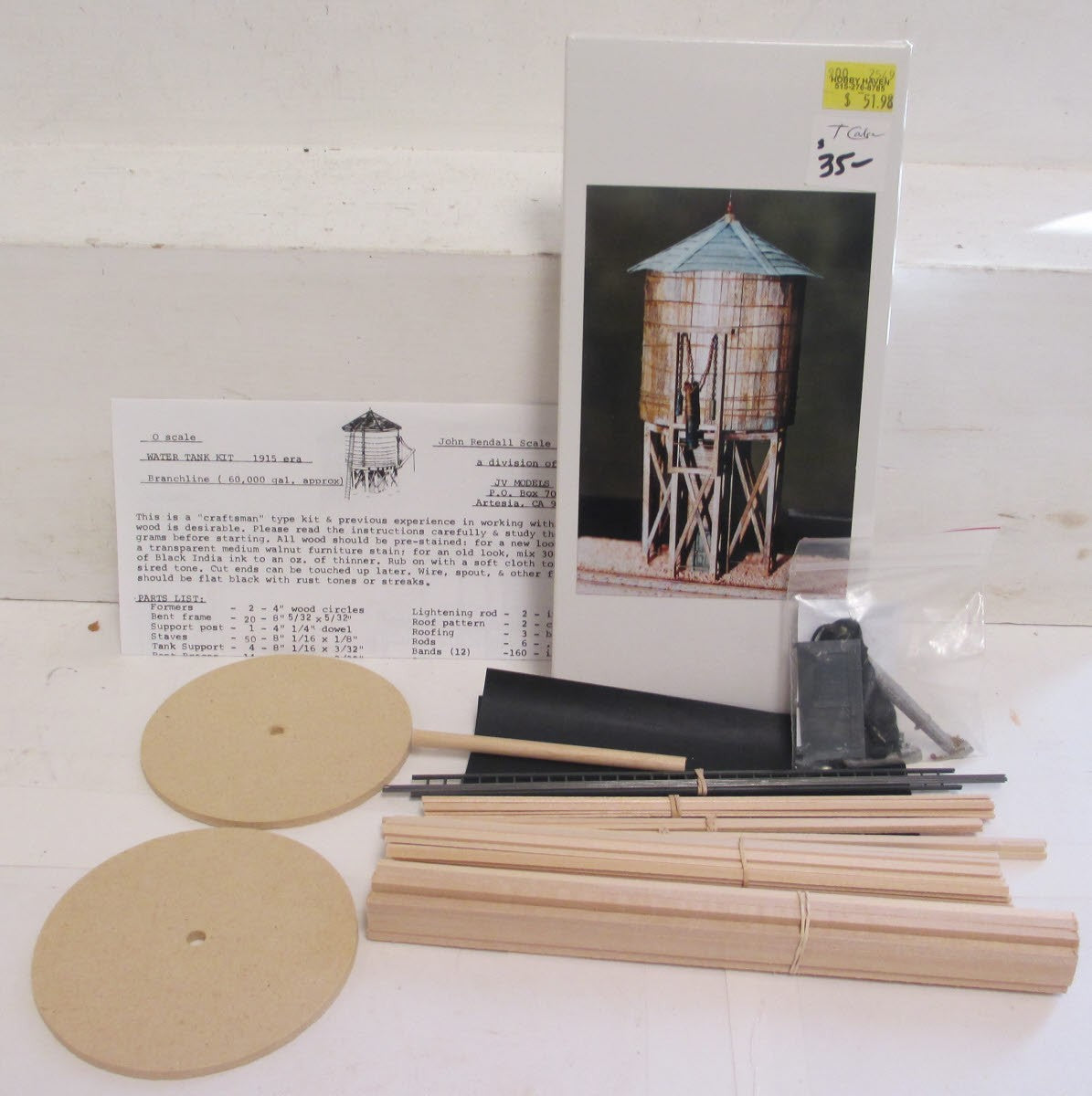 JV Models 4012 O Scale Branchline Water Tower Building Kit