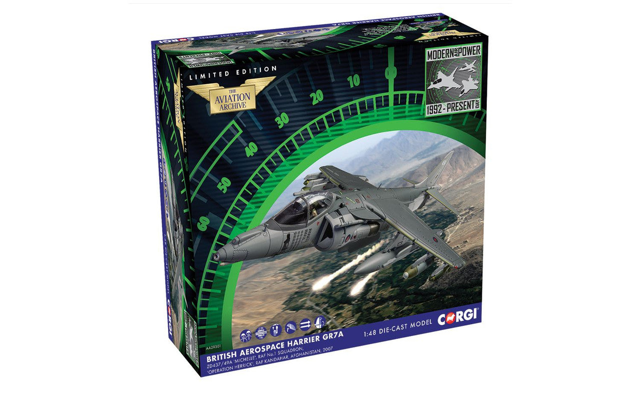 Corgi AA29301 1:48 BAe Harrier GR7A, RAF No.1 Sqn, Operation Herrick Diecast