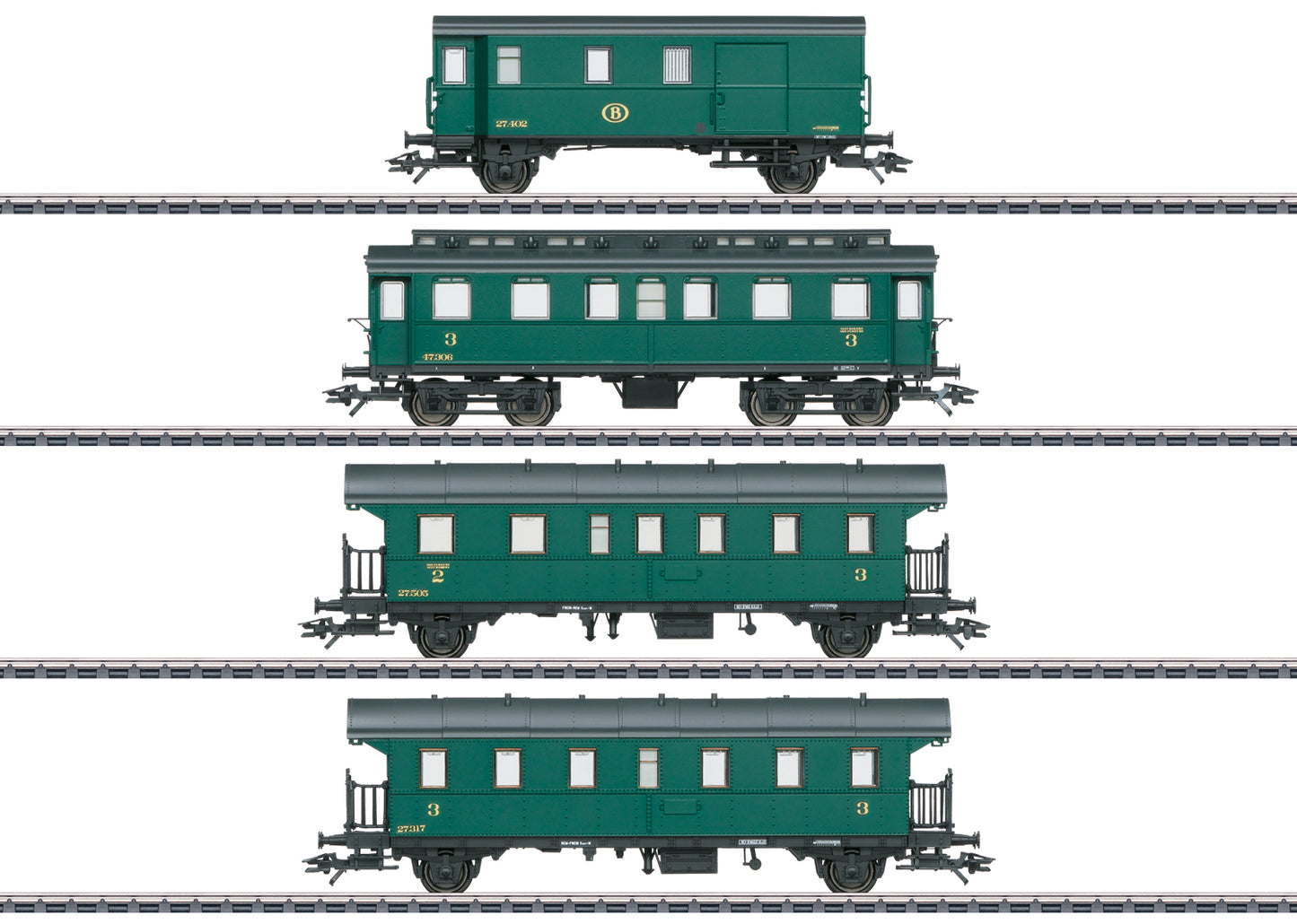 Marklin 43054 HO SNCB/NMBS Passenger Car Set to Go with the Class 81 (Set of 4)
