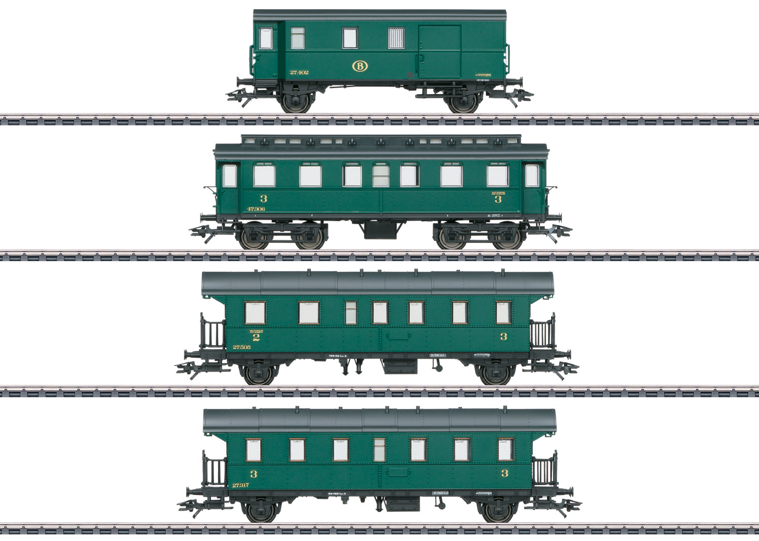 Marklin 43054 HO SNCB/NMBS Passenger Car Set to Go with the Class 81 (Set of 4)