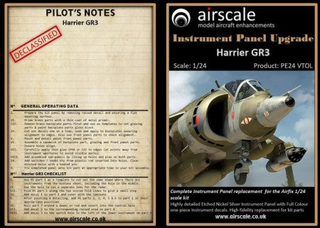 Airscale Model Aircraft Enhancements 2431 1:24 GR-3 Instrument Panel Decals