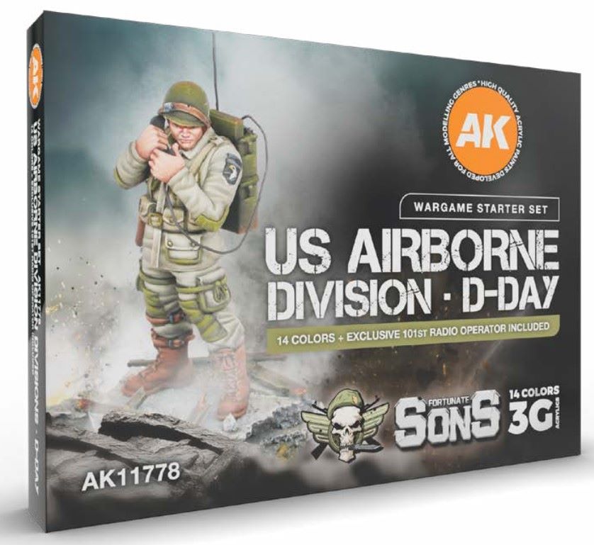 AK Interactive AK11778 US Airborne Division - D-Day - 17 ml Paint Bottle Set