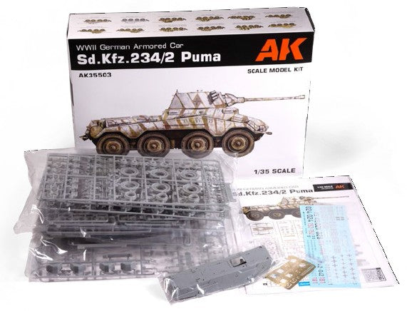 AK Interactive AK35503 1:35 Sd.Kfz. 234/2 Puma WWII German Armored Car Kit