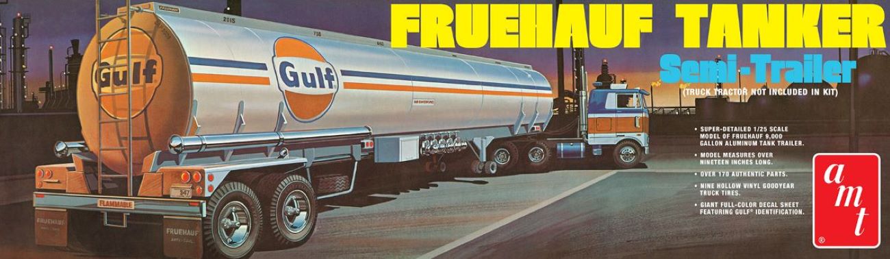 AMT 1354 1:25 Gulf Fruehauf Tanker Semi Trailer Plastic Model Kit