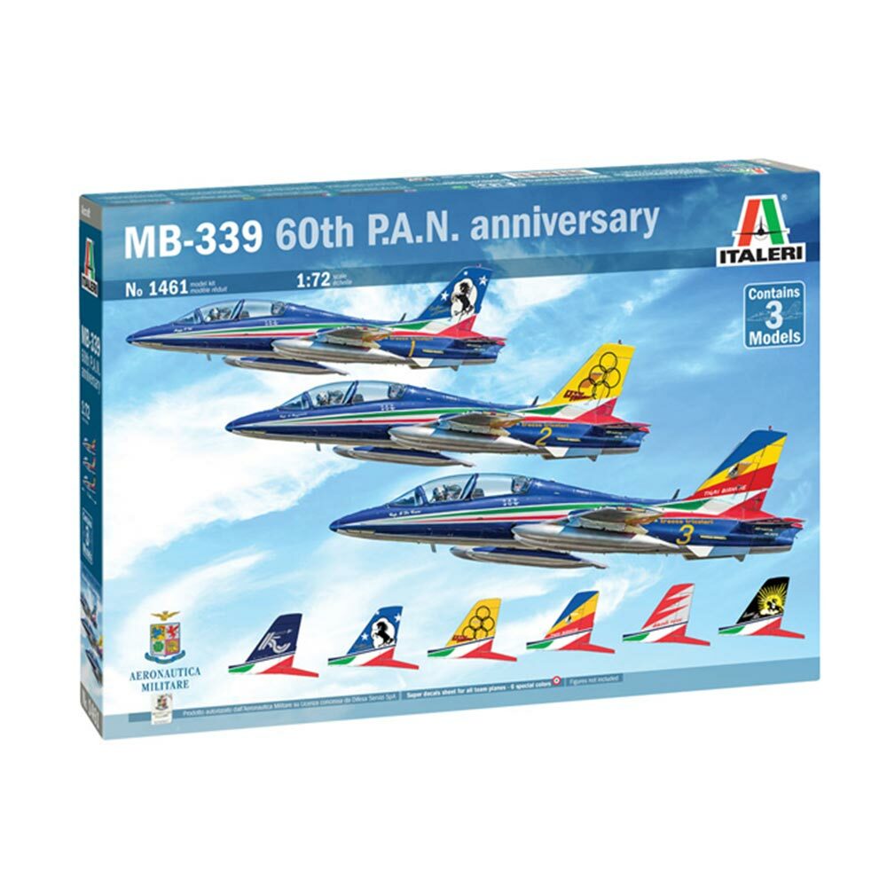 Italeri 1461 1:72 MB-339 60th P.A.N. Anniversary Military Plane Kit (Set of 3)