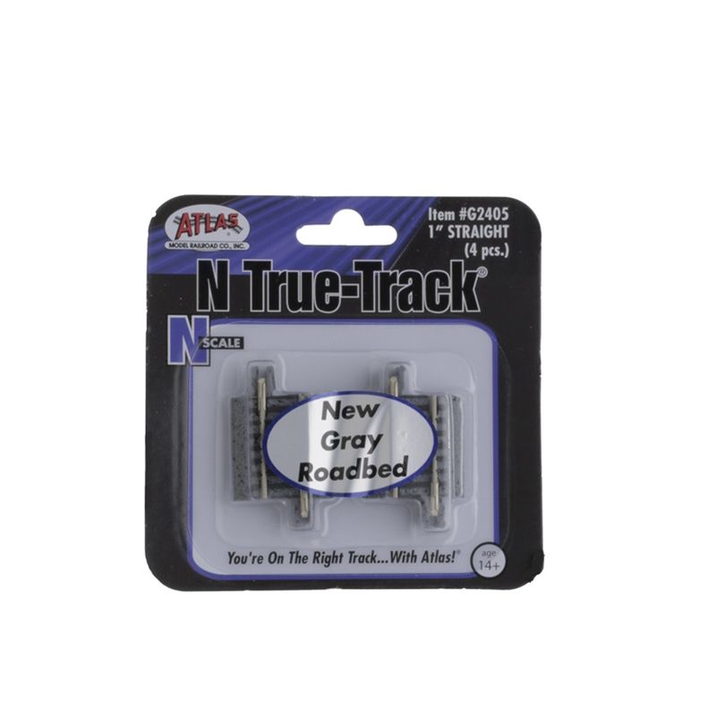 Atlas G2405 N True Track Gray Ballast 1" Code 65 Straight Track (Pack of 6)