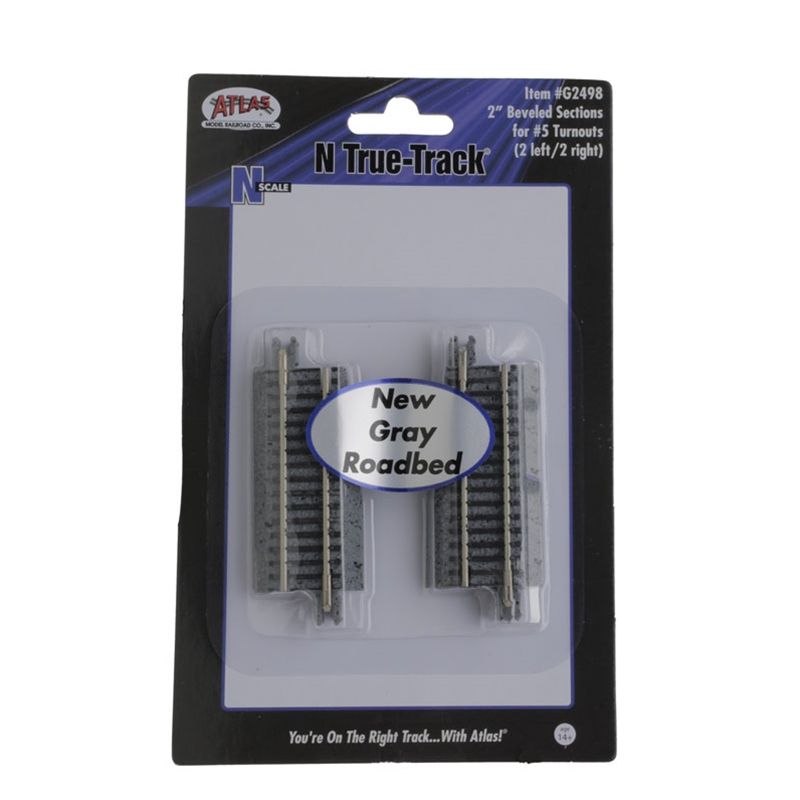 Atlas G2498 N True Track Gray Ballast #5 Turnouts Beveled Code 65 Straight Track