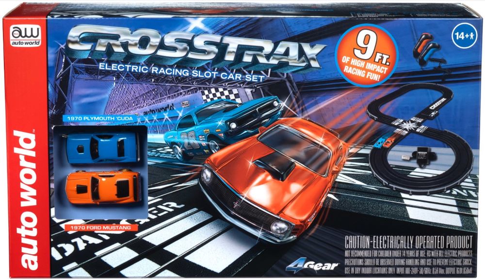 Auto World 35103 HO 9' CrossTrax Road Course Slot Race Set