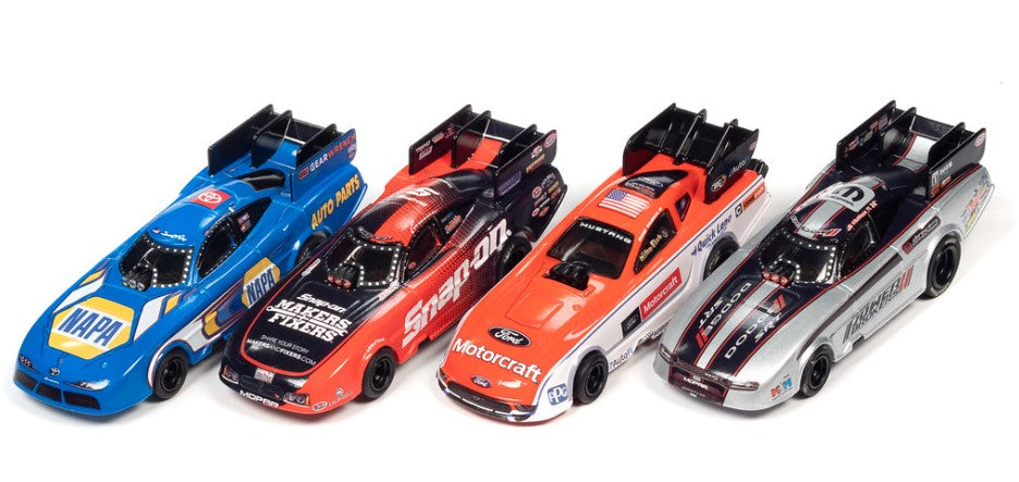 Auto World SC389 HO 2023 Release 1 NHRA Funny Slot Car (Set of 4)