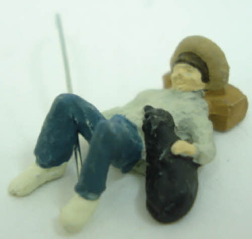 Arttista 1453 Pewter Boy Fishing and Lying with Dog