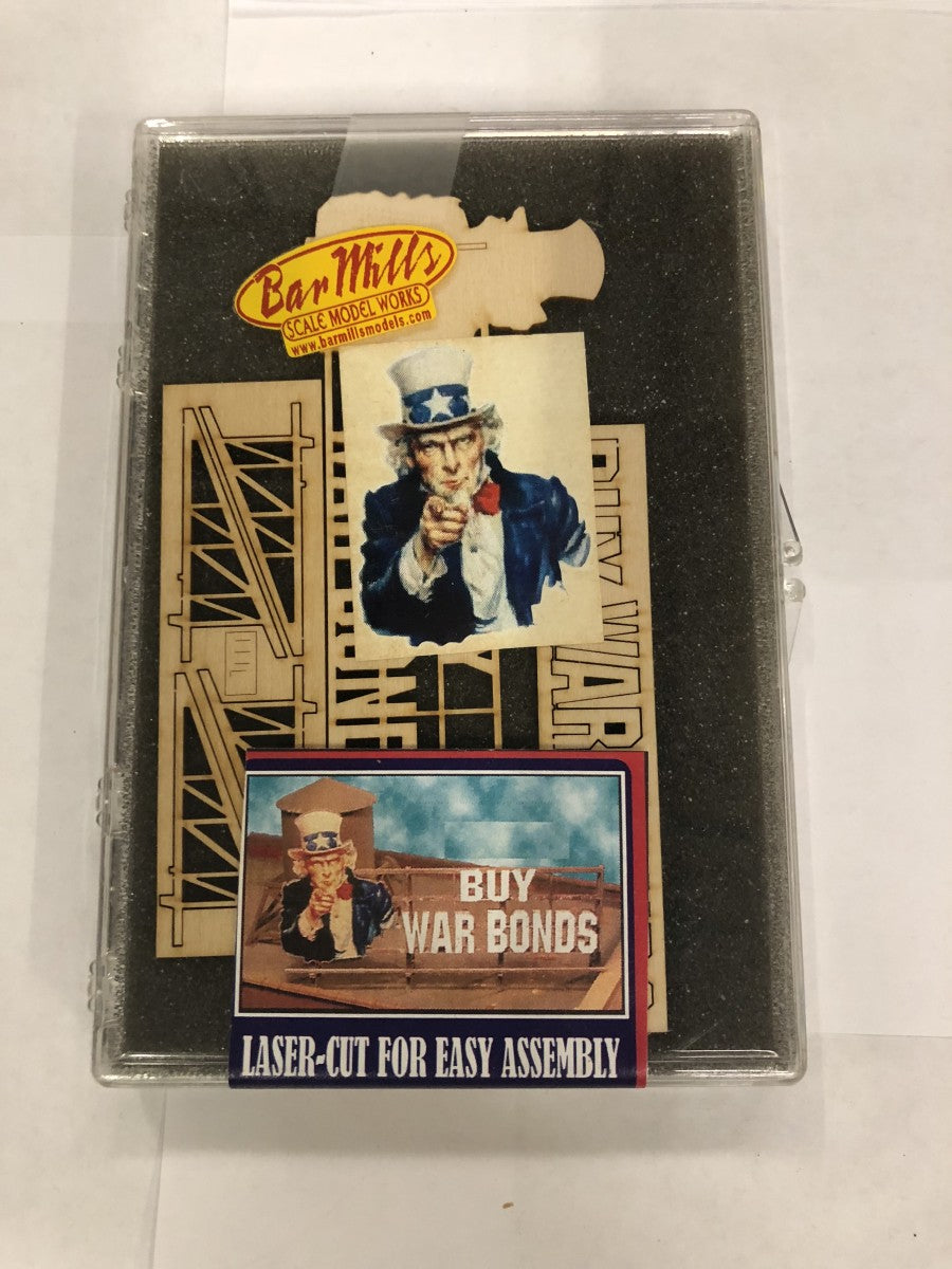 Bar Mills 92502 HO Laser Cut War Bonds Billboard Building Kit