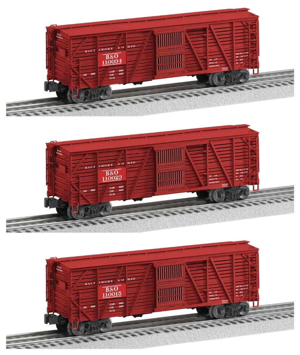 Lionel 2226880 O B&O Vision Stock Car #110015, 110023, 110034 (Set of 3)