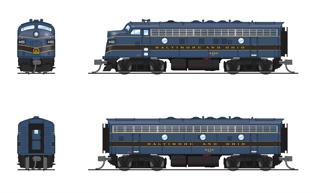 Broadway Limited 7751 N B&O EMD F7 AB Diesel Loco w/Sound/DC/DCC #4495/#5448