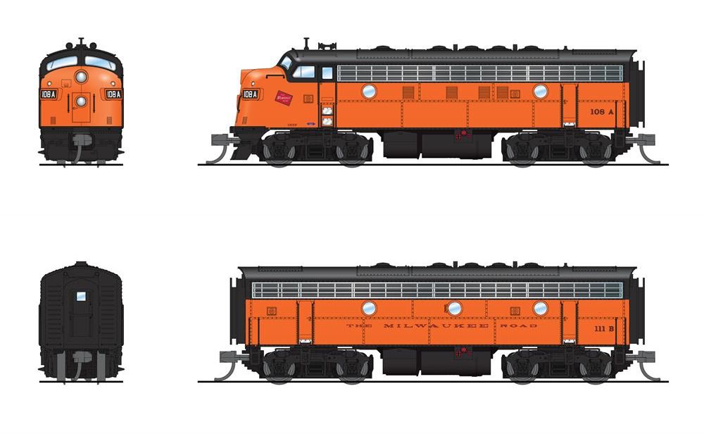 Broadway Limited 7755 N MILW EMD F7 A/B Diesel Loco Sound/DC/DCC #108A/#111B