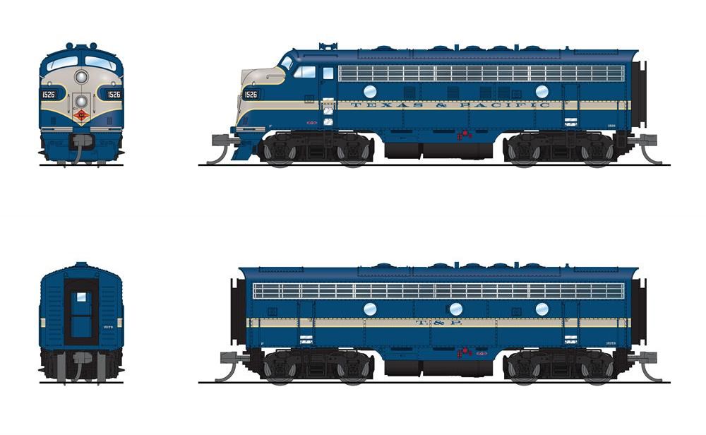 Broadway Limited 7761 N T&P EMD F7 A/B Diesel Loco Sound/DC/DCC #1526/#1517B