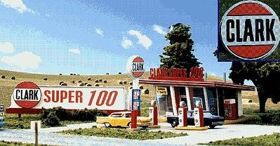 Blair Line 187 HO Scale Clark Oil Gas Station Laser-Cut Building Kit