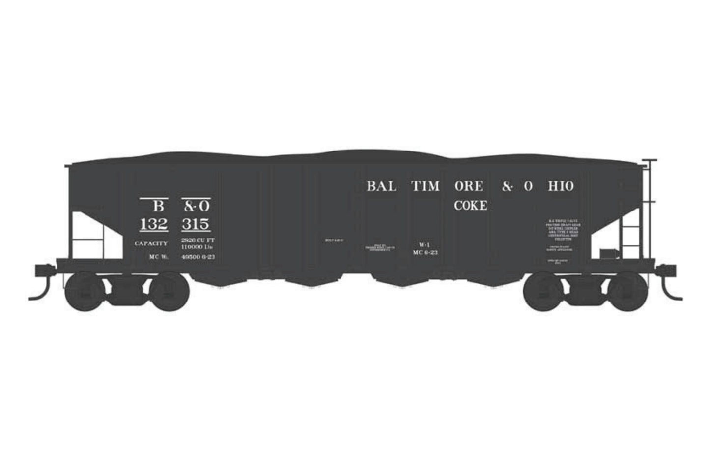 Bowser 43000 HO B&O Class H21a 4-Bay Hopper with Clamshell Doors RTR #133007