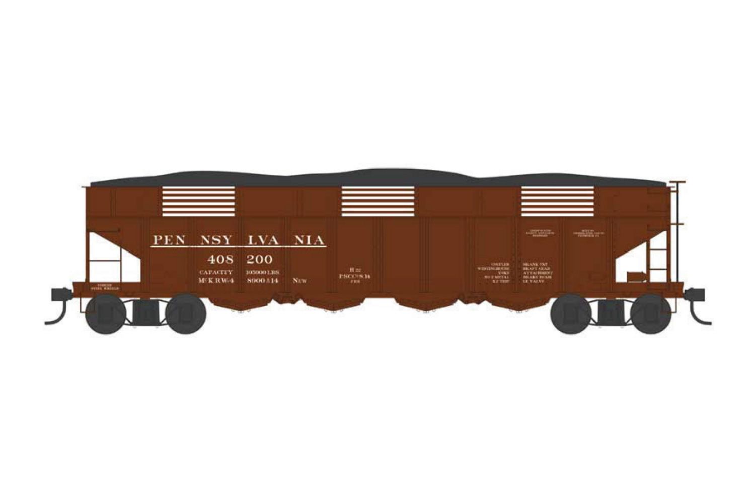 Bowser 43046 HO Pennsylvania Early Lettering H22 Hopper #408200