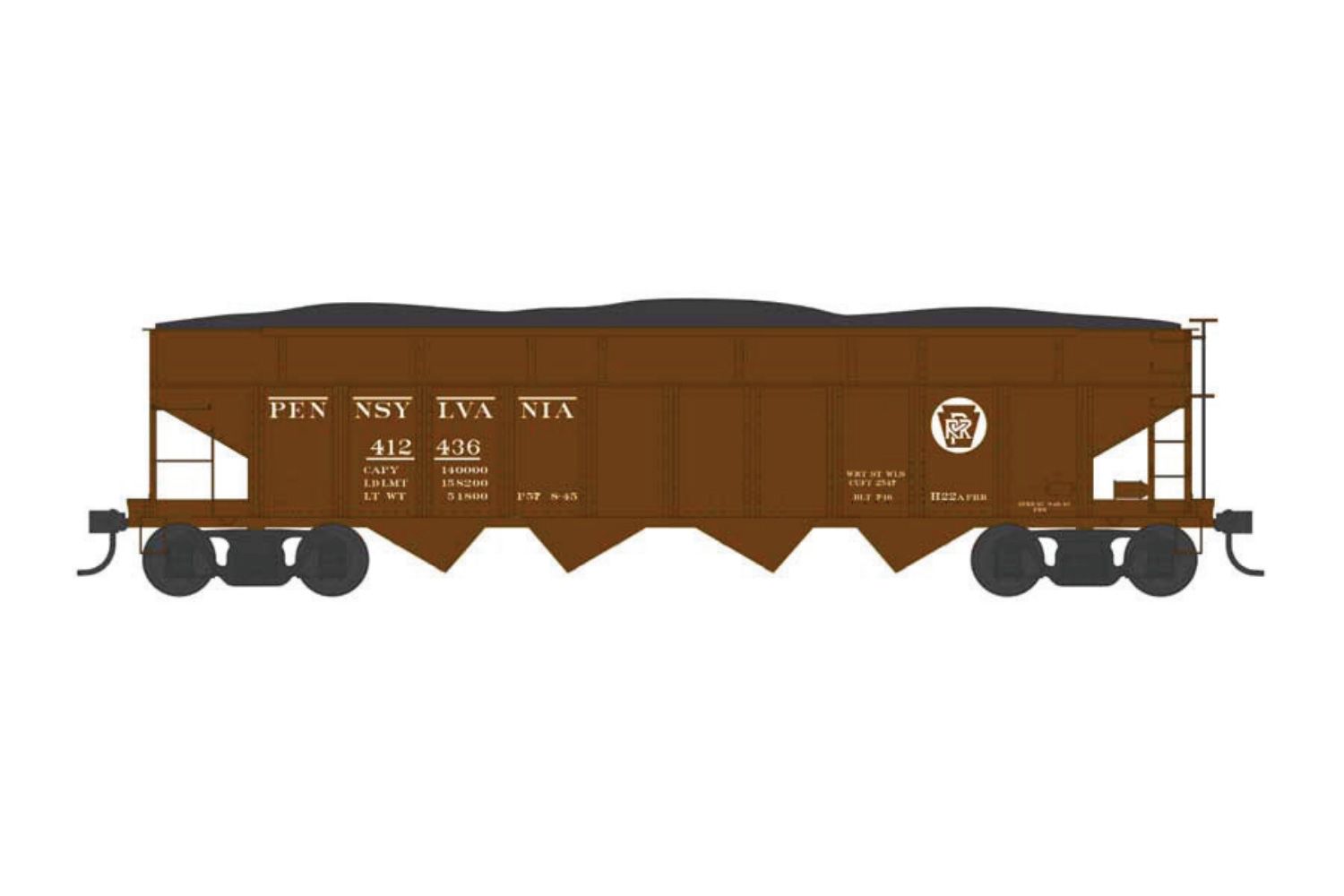 Bowser 43053 HO Pennsylvania Circle with Sawtooth H22a Hopper #412490