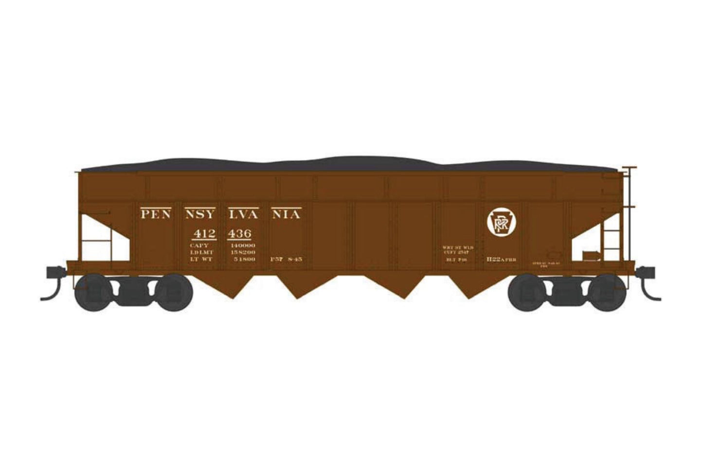 Bowser 43052 HO Pennsylvania Circle with Sawtooth H22a Hopper #412436