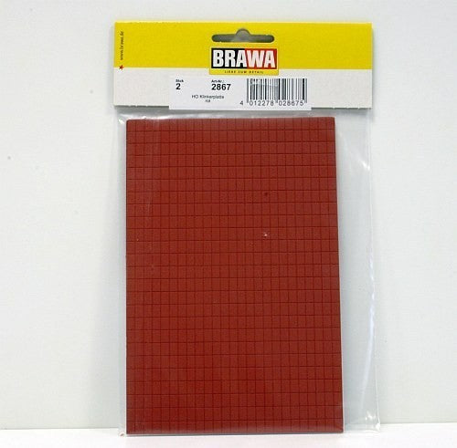 Brawa 2867 HO Red Wall Tile Sheet (Pack of 2)
