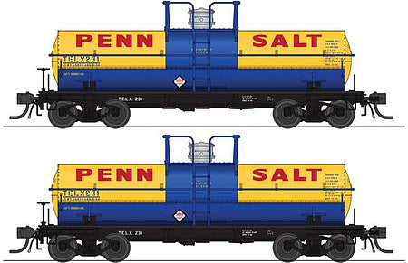 Broadway Limited 6466 HO Penn Salt Blue & Yellow 6000 Gallon Tank (Set of 2)