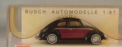 Busch 42748 42748 HO Black Volkswagen VW Käfer Brezelkäfer '51 with Red Door