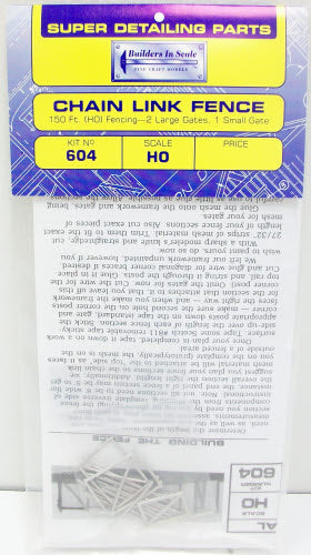 Builders-in-Scale 604 HO Scale Chain Link Fence 150'''' 2-Large & 1-Small Gates