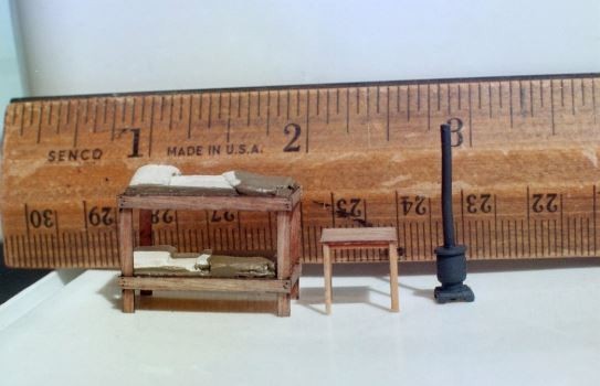 BTS 20777 HO Logging Bunkhouse Interior Details Building Kit
