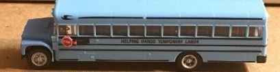 Herpa 876001 HO Blue Helping Hands Temporary Labor School Bus