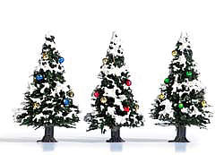 Busch 6464 HO/TT Pine Trees with Ornaments (Box of 3)
