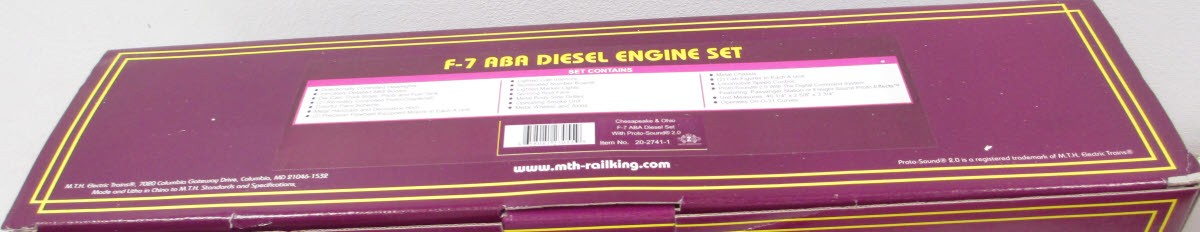 MTH 20-2741-1 C&O F-7 ABA Diesel Engine Set #7042/7043/7521 w/PS2
