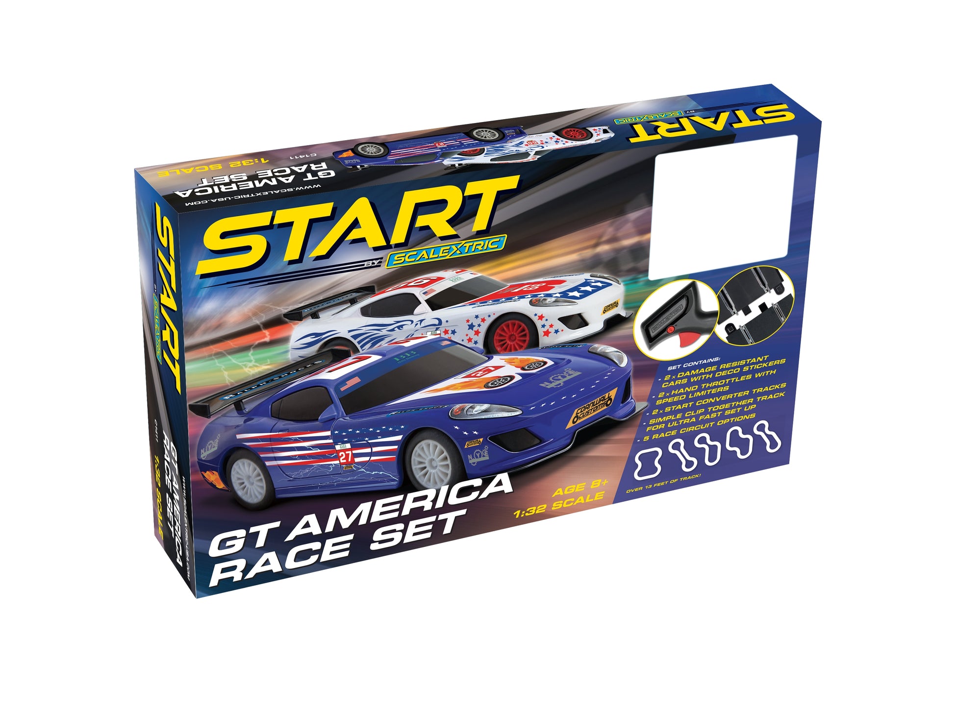 Scalextric C1411T 1:32 Start GT America Slot Car Race Set
