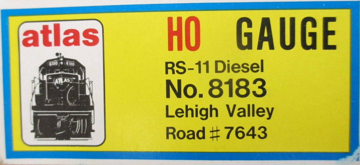 Atlas 8183 HO Lehigh Valley RS-11 Diesel Locomotive #7643