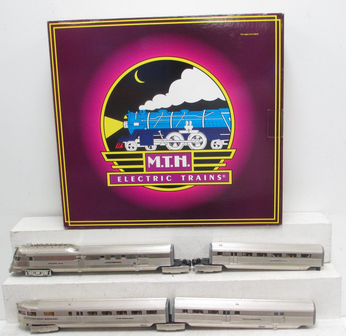 MTH 20-2886-1 Burlington Mark Twain Zephyr Passenger Train Set with PS2.0