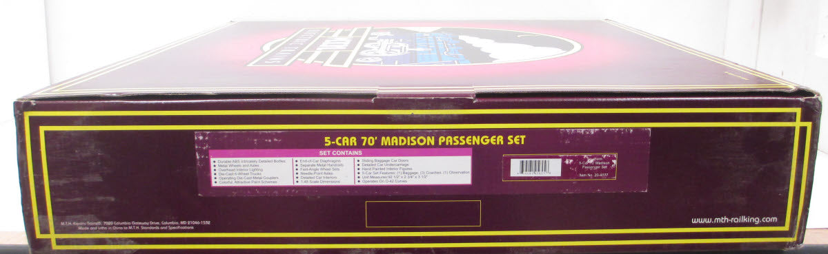 MTH 20-4077 O Southern Premier 70' Madison Passenger Car Set (Set of 5)