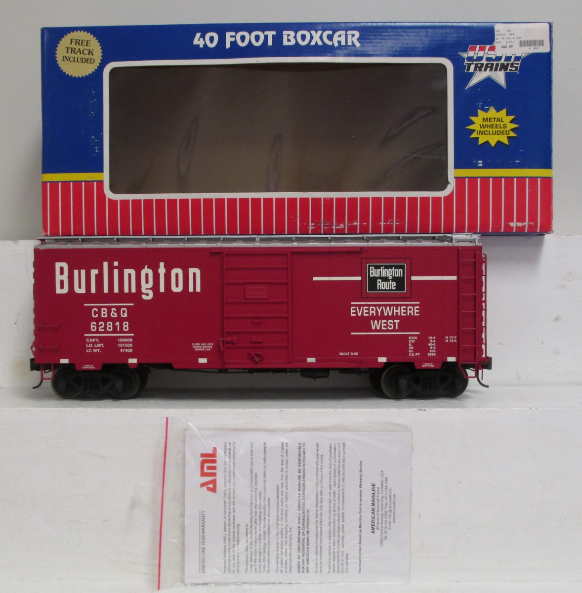 USA Trains 192131 G Chicago Burlington & Quincy 40' PS-1 Steel Box Car #1
